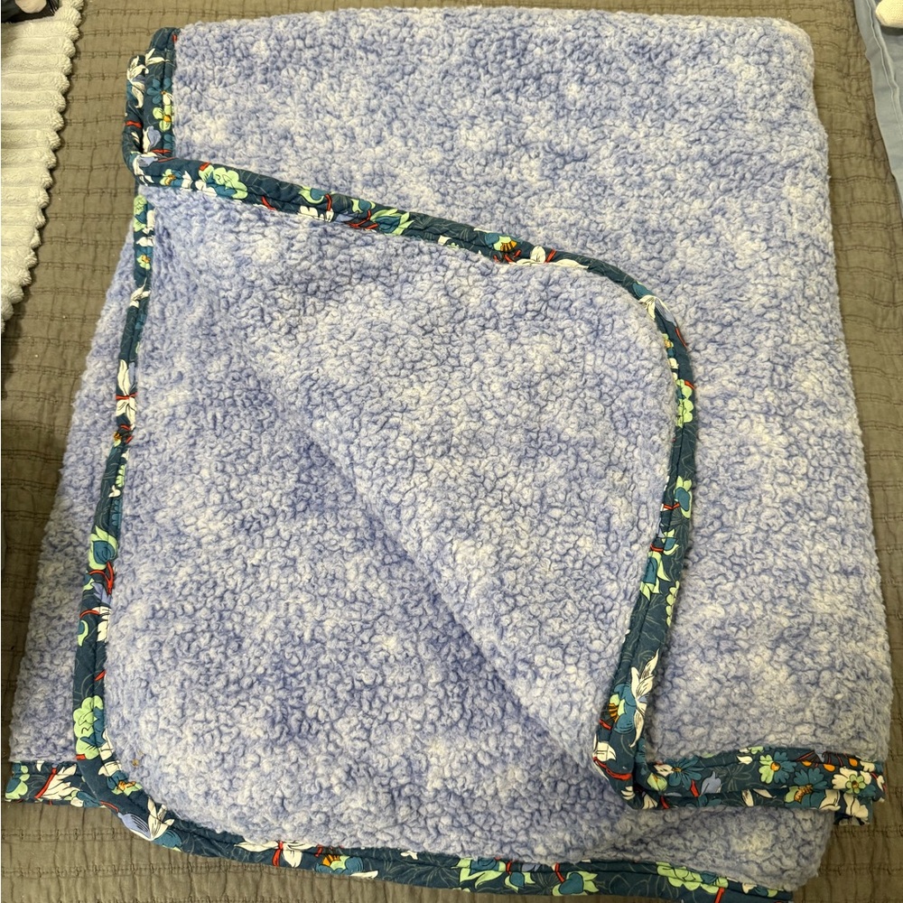 Vera Bradley Lavender Sherpa Blanket with Floral Border